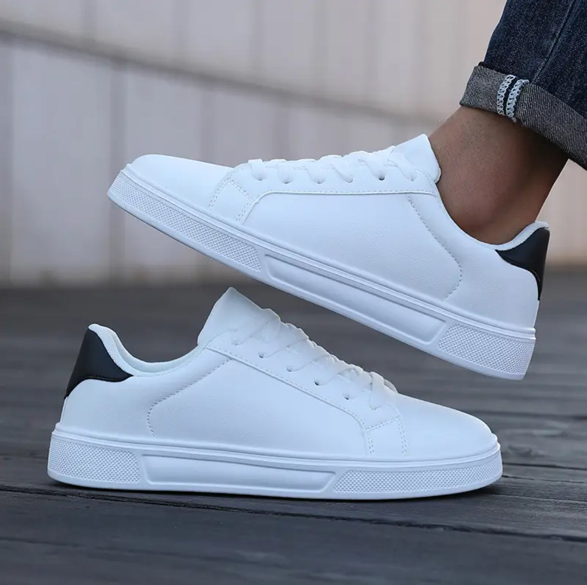 Casa Rovelli Minimal Sneaker – White with Black Heel