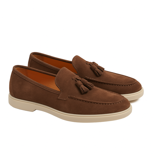 Caramel Suede Tassel Loafers - Dames